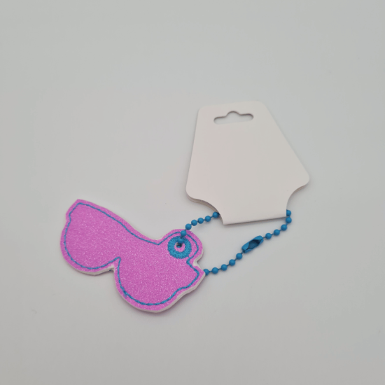 Kleiner Anhänger Brille #8 glitzerpink/hellblau